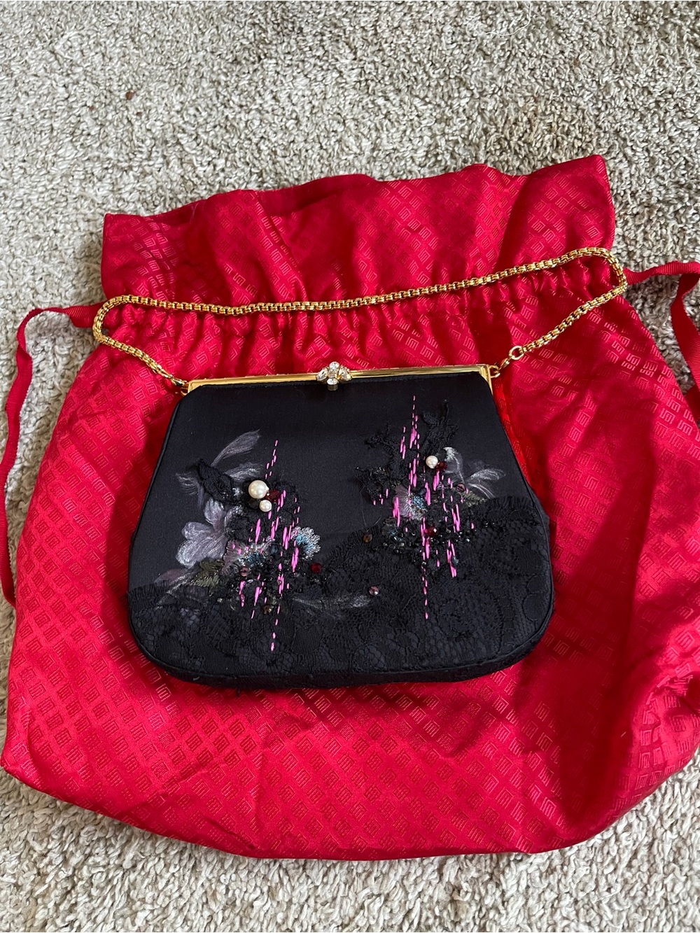 Shiatzy Chen silk beaded handbag